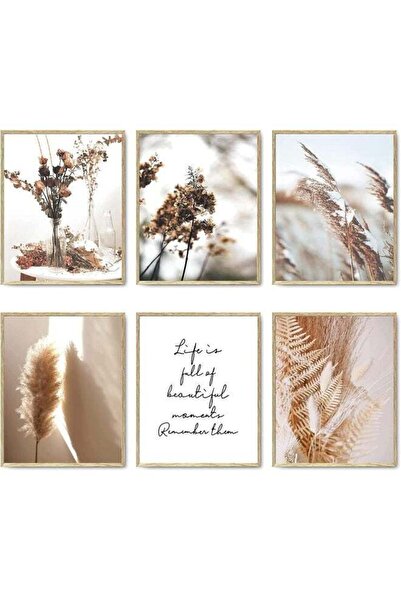 Emoda home Trove مجموعة من 6 مطبوعات فنية جدارية نباتية من HoozGee، مطبوعة على قماش، صور طبيعية، نباتات مجففة، فل