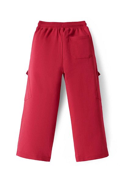 Pine kids Knit Full Length Lounge Pants with Text Patch Detailing - Red