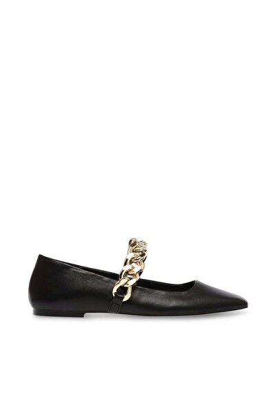 Steve Madden Womens Queenie Black Leather Ballet Flats