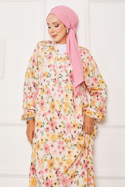 EBRUTESETTÜR Half Button Detailed Floral Patterned Dress