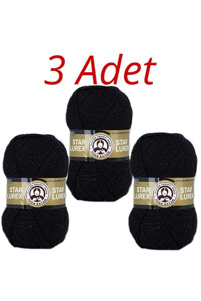 Ören Bayan Star Lurex Metallic Hand Knitting Yarn 999S 3 Pieces 100g Glitter