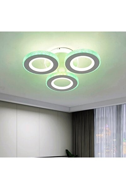 LED CONCEPT LED chandelier with 3 types of light + RGB and remote control, white, round, 76W, dimmable, 40x40x10cm