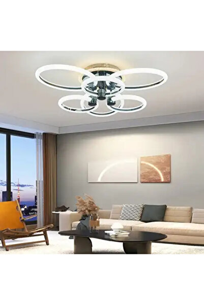 LED CONCEPT Lustra LED cu 3 tipuri de lumina + RGB si telecomanda, neagra, ro...