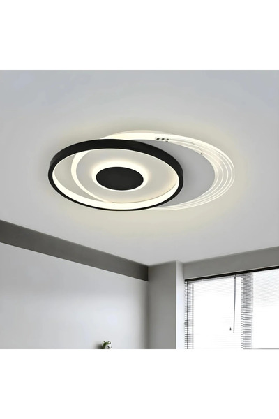 LED CONCEPT LED chandelier with 3 light types and remote control, 86W, dimmable, black with white