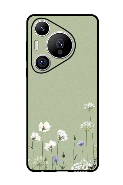 Theodor جراب واقٍ مضاد للخدش والصدمات لهاتف هواوي بيورا 70 برو بلس، زهور بيضاء (2)