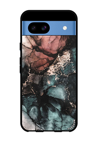 Theodor جراب واقٍ مضاد للخدش والصدمات لهاتف Google Pixel 8a بلون رخامي ملون