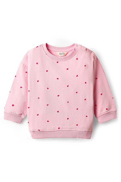 Bonfino 100% Cotton French Terry Knit Full Sleeves Oversized Sweatshirt & Joggers Co-Ord Set -Pink