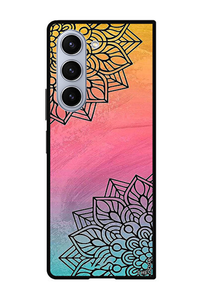 Theodor جراب حماية لهاتف Samsung Galaxy Z Fold 6 من الأعلى والأسفل مع زهرة