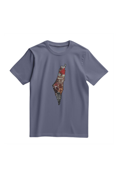 Zaytoon Unisex Short Sleeve Palestine Map Collage Printed T-Shirt S - 2XL T300033