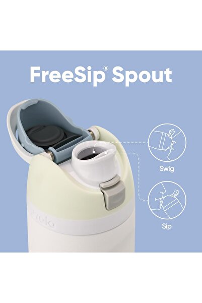 owala FreeSip Stainless Steel Insulated Water Bottle with Straw, BPA-Free, 24 oz (Off White / Multi-