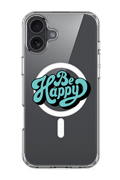 Theodor جراب Magsafe متوافق مع iPhone 16، غطاء ممتص للصدمات للهاتف - كن سعيدًا