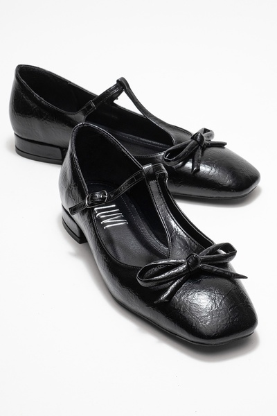 LuviShoes Lorena Black Bow Women's Ballerina Shoes