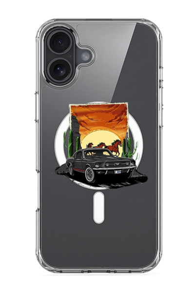 Theodor جراب ماج سيف متوافق مع آيفون 16، غطاء ممتص للصدمات للهاتف - سيارة وحصان