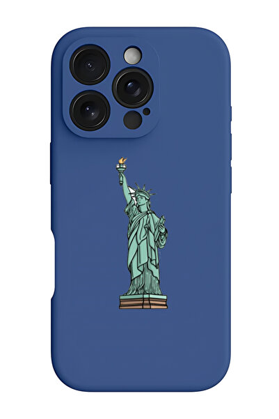 Theodor غطاء حماية سيليكون سائل مقاوم للصدمات لجهاز iPhone 16 Pro باللون الأز...