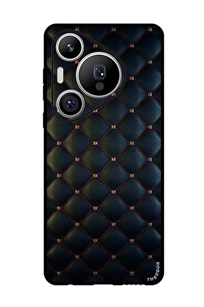 Theodor جراب حماية لهاتف هواوي بيورا 70 برو بلس مطبوع عليه طوابع على قماش أسود