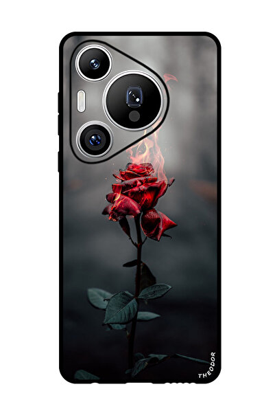 Theodor جراب واقٍ مضاد للخدش والصدمات لهاتف هواوي بيورا 70 برو بلس rose_flower_fire