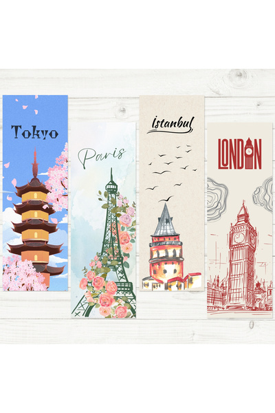 Bimotif 4 adet kitap ayracı seti, Cities