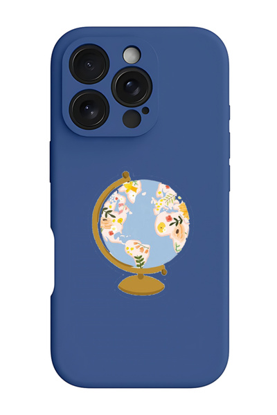 Theodor iPhone 16 Pro Blue Protective Liquid Silicone Shockproof Case - Globe