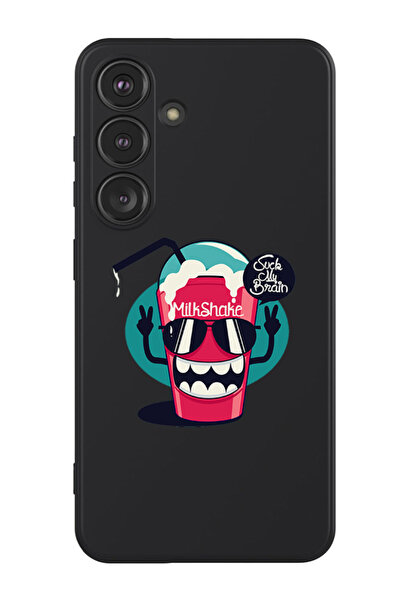 Theodor غطاء حماية سائل من السيليكون المقاوم للصدمات لهاتف سامسونج جالاكسي S24 بلس (أسود) - برين ميلك شيك