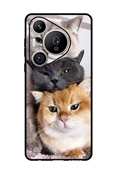 Theodor جراب واقٍ مضاد للخدش والصدمات لهاتف هواوي بيورا 70 برو بلس قطط