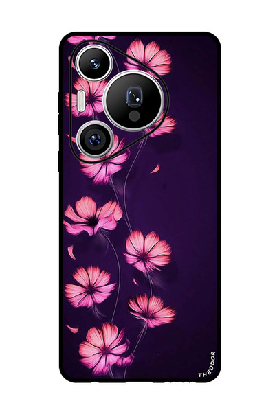 Theodor جراب واقٍ مضاد للخدش والصدمات لهاتف هواوي بيورا 70 برو بلس، تصميم زهرة ناعمة