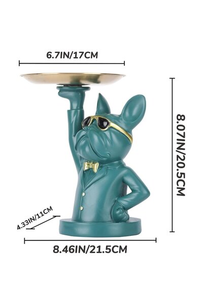 OEM Buldog Decorative Storage Tray in Resin for Butler Dog