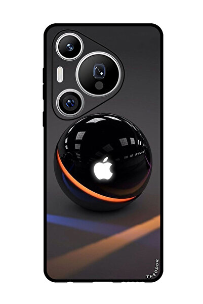 Theodor جراب حماية لهاتف هواوي بيورا 70 برو شعار شركة آبل على كرة سوداء