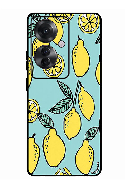 Theodor جراب واقٍ مضاد للخدش والصدمات لهاتف Oppo F25 Pro بخلفية ليمونية فيروزية