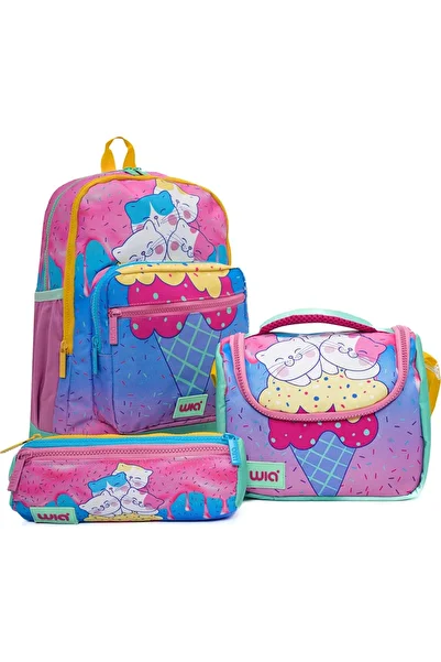 Wia Ice Cream Patterned 3-Piece School Bag Set