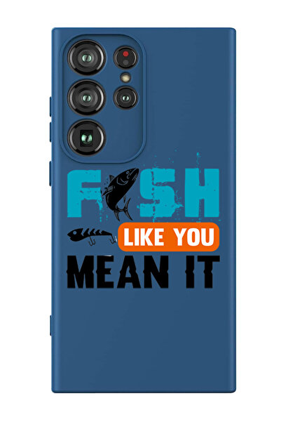 Theodor غطاء حماية سائل من السيليكون لهاتف سامسونج جالاكسي S24 ألترا (أزرق) - فيش لايك يو مين إت أسود