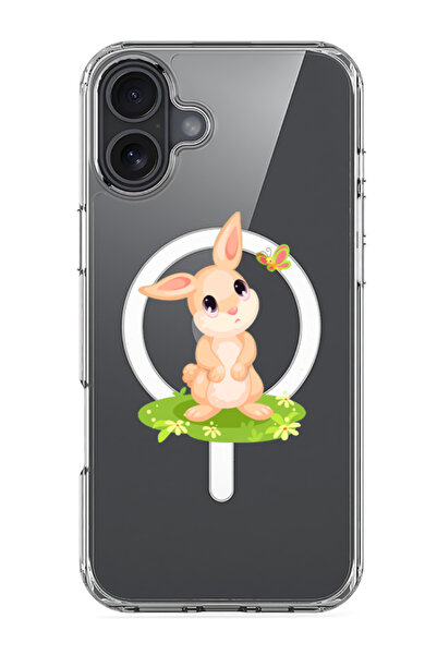 Theodor جراب ماج سيف متوافق مع آيفون 16، غطاء ممتص للصدمات للهاتف - أرنب حزين