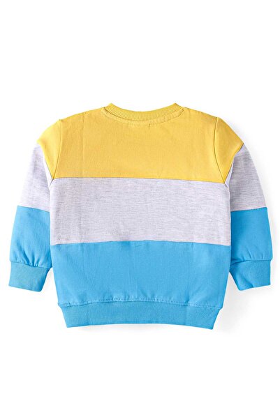Babyhug Terry Knit Cut & Sew Embroidered Text T-Shirt with Taped Joggers - Blue & Yellow
