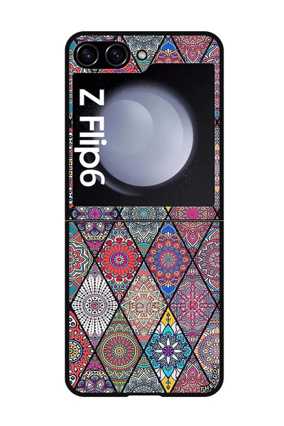 Theodor جراب واقٍ مضاد للخدش والصدمات لهاتف Samsung Galaxy Z Flip 6 بتصميم فن الماندالا