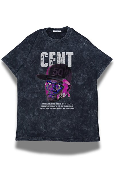 Fuddy Moda تي شيرت مطبوع قابل للغسل للجنسين من 50 سنت، تي شيرت عتيق ذو طابع راب كبير الحجم من Fifty Cent