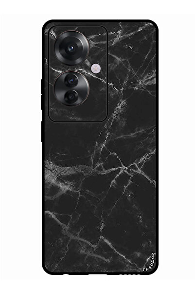 Theodor جراب واقٍ مضاد للخدش والصدمات لهاتف Oppo F25 Pro باللون الأسود الرخامي