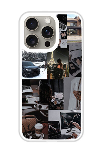 Theodor غطاء حماية لهاتف أبل آيفون 15 برو ماكس كولاج 2 (مصد أبيض)