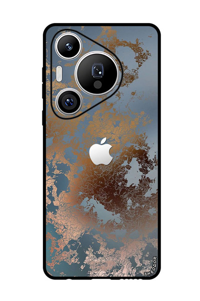 Theodor جراب واقٍ مضاد للخدش والصدمات لهاتف هواوي بيورا 70 برو بلس، تصميم رمادي ذهبي