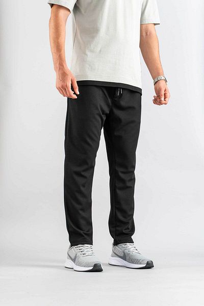 bombe Men's Black Trousers Elastic Waist Slim Fit Flexible Lycra Basic Cotton Jogger