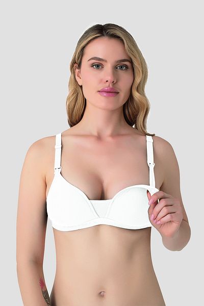 Arma Yıldız 3 Pack White Women's Underwire Covered Nursing Bra Nipple Invisible Cotton Soft Textured