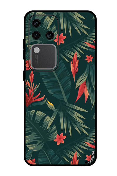 Theodor جراب واقٍ مضاد للخدش والصدمات لهاتف Vivo S18 Pro بأوراق خضراء