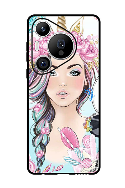 Theodor جراب واقٍ مضاد للخدش والصدمات لهاتف هواوي بيورا 70 برو بلس - فتاة وحيد القرن