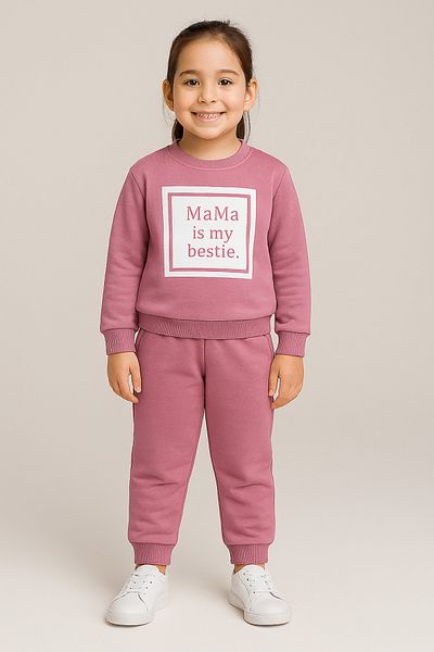 mb kids Mama Print 2 Thread Girl Tracksuit Set