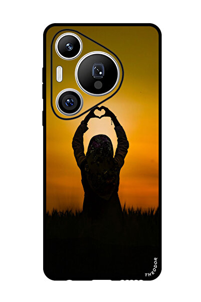 Theodor جراب حماية لهاتف هواوي بيورا 70 برو بلس silhouette_heart_sunset