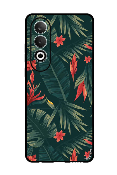 Theodor جراب واقٍ مضاد للخدش والصدمات لهاتف OnePlus Nord CE 4 بأوراق خضراء