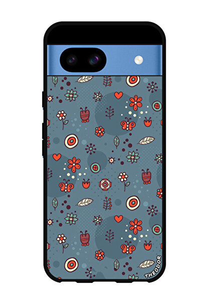 Theodor جراب واقٍ مضاد للخدش والصدمات لهاتف Google Pixel 8a بأوراق وأزهار