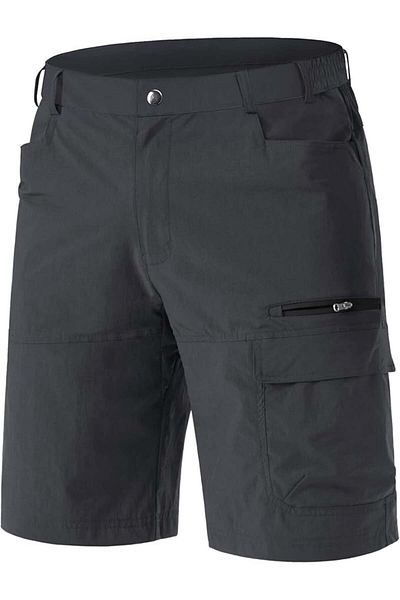 EKLENTSON Quick-drying, elastic, functional, waterproof shorts with elastic waistband, dark grey 36