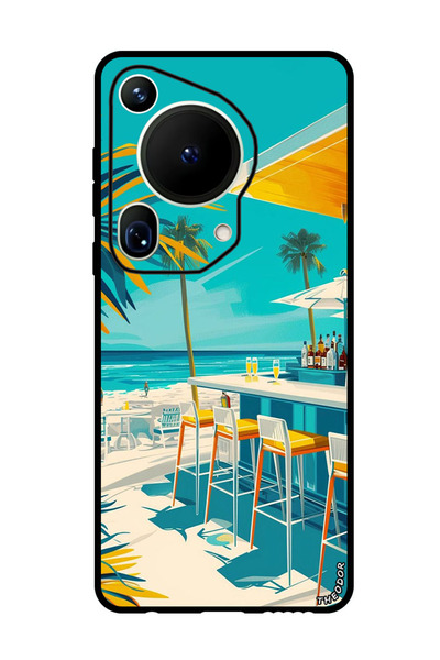 Theodor جراب حماية لهاتف هواوي بيورا 70 ألترا، رسم لبار على الشاطئ