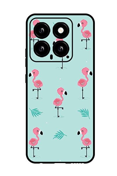 Theodor جراب واقٍ مضاد للخدش والصدمات لهاتف Xiaomi 14 بنمط طائر الفلامنغو