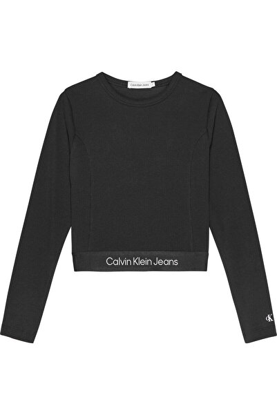 Calvin Klein RIB TAPE LS TOP Kadın Siyah T-Shirt