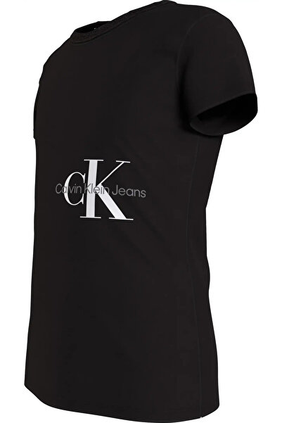 Calvin Klein MONOGRAM OFF PLACED Kadın Siyah T-Shirt